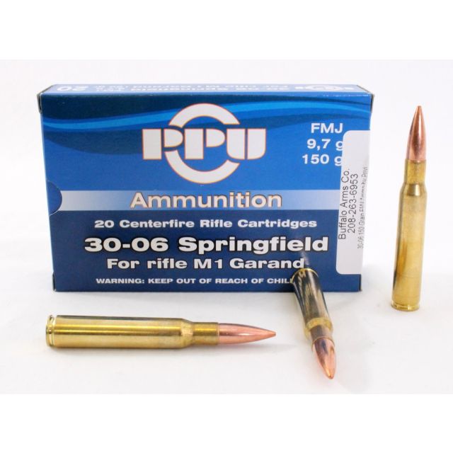 30-06 150 Grain FMJ m2 Ball Ammo by Privi Partizan, Appropriate for the M1 Garand  Boxer Primed Brass Case Box of 20