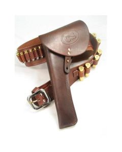 CS Embossed Cavalry Style  Flap Holster, Brown Leather Holster