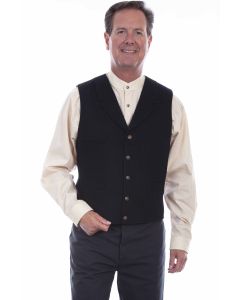 Merchant Four Picket Black Wool Vest, Imported